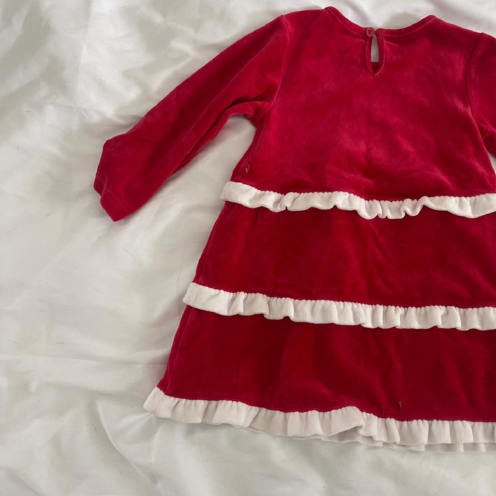Hanna Andersson Tiered Red and White Velour Holiday Dress - Picture 6 of 8